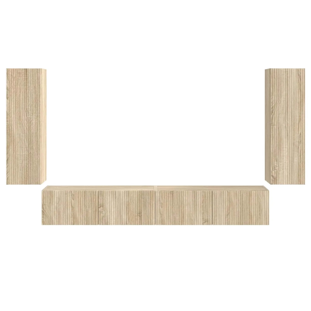 Set di Mobiletto da TV a Parete 4 pcs Rovere Sonoma