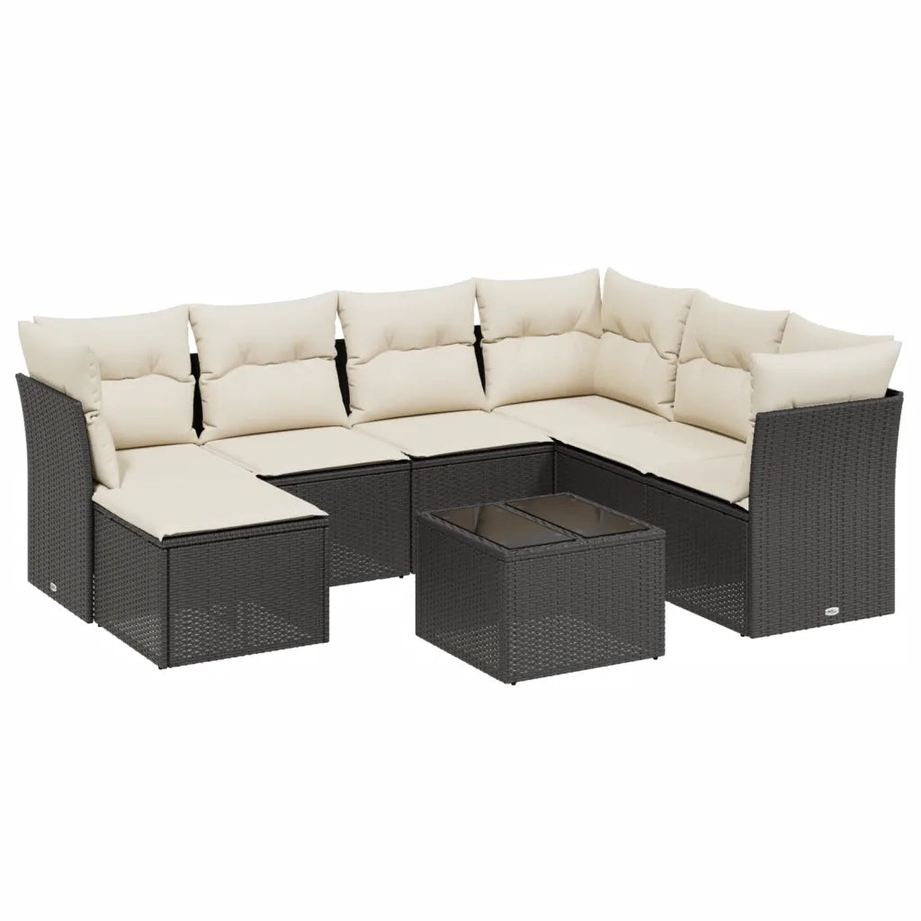 Set Divani da Giardino con Cuscini 8 pz Nero in Polyrattan 3263222