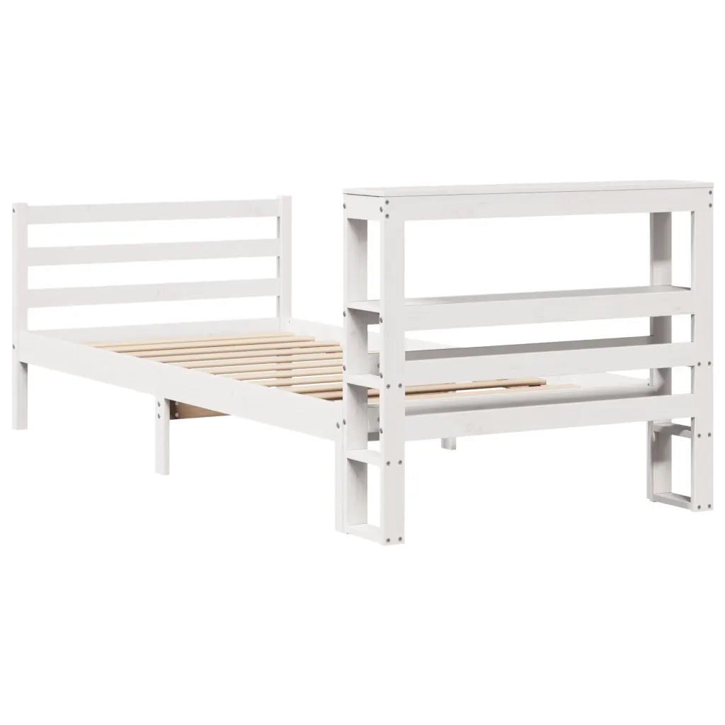 Letto senza Materasso Bianco 75x190 in Legno Massello di Pino