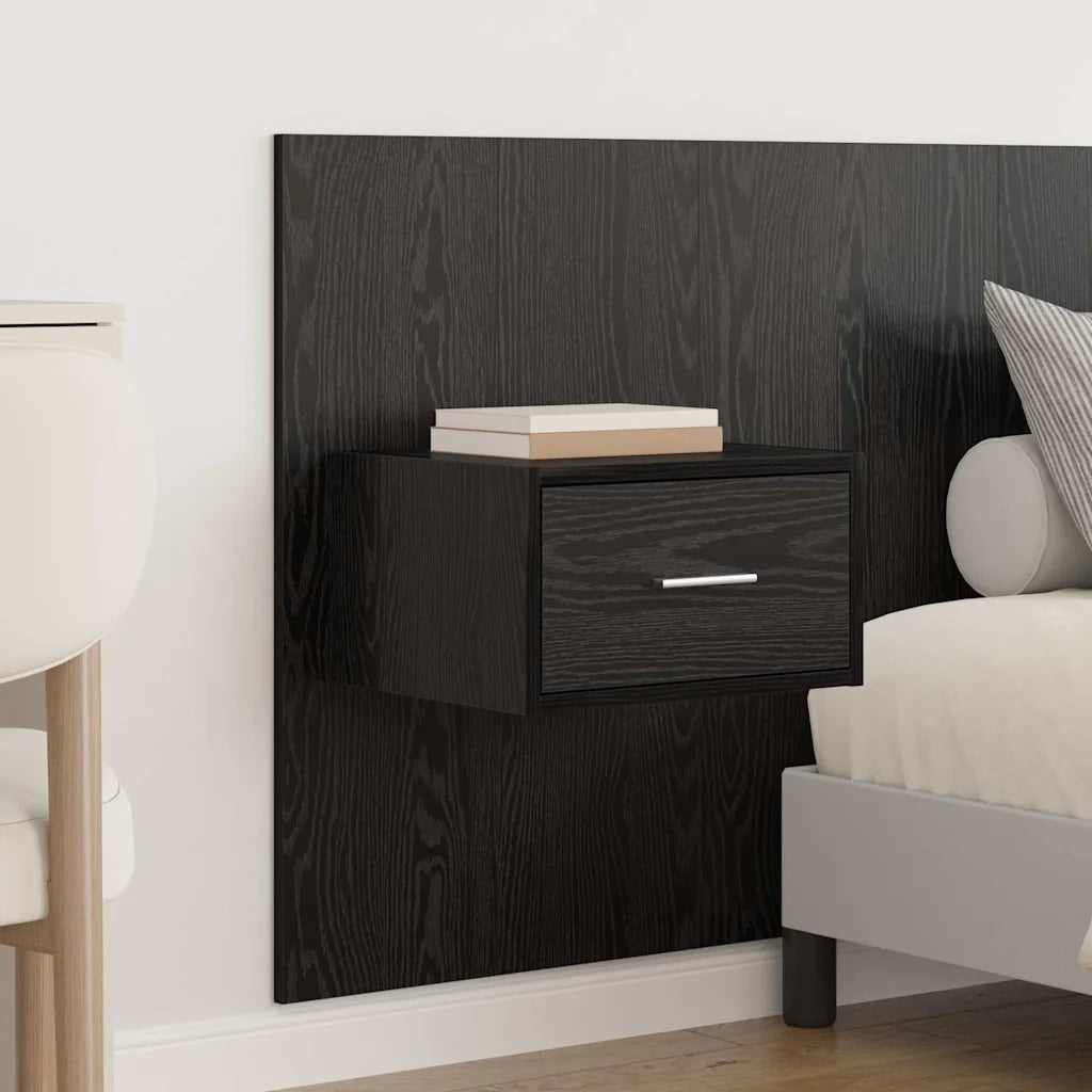 Testiera | Testata con Comodino 3 pcs Rovere Nero Legno multistrato