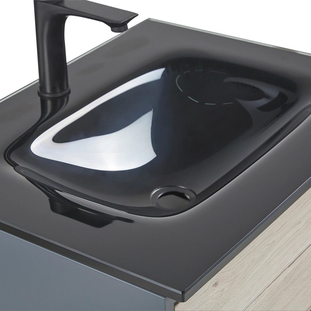 Set di mobili da bagno in 4 pezzi in MDF grigio 60 cm mobiletto in ceramica con specchio