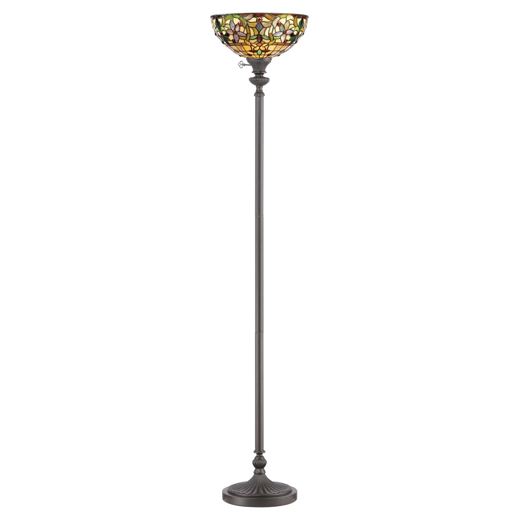Piantana Tiffany Kami Metallo Bronzo Vintage 1 Luce E27