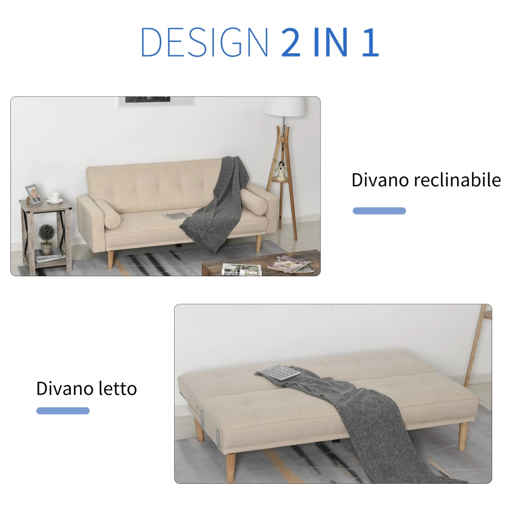 Divano letto 3 posti con schienale regolabile - Xylo - beige 185x84x85cm