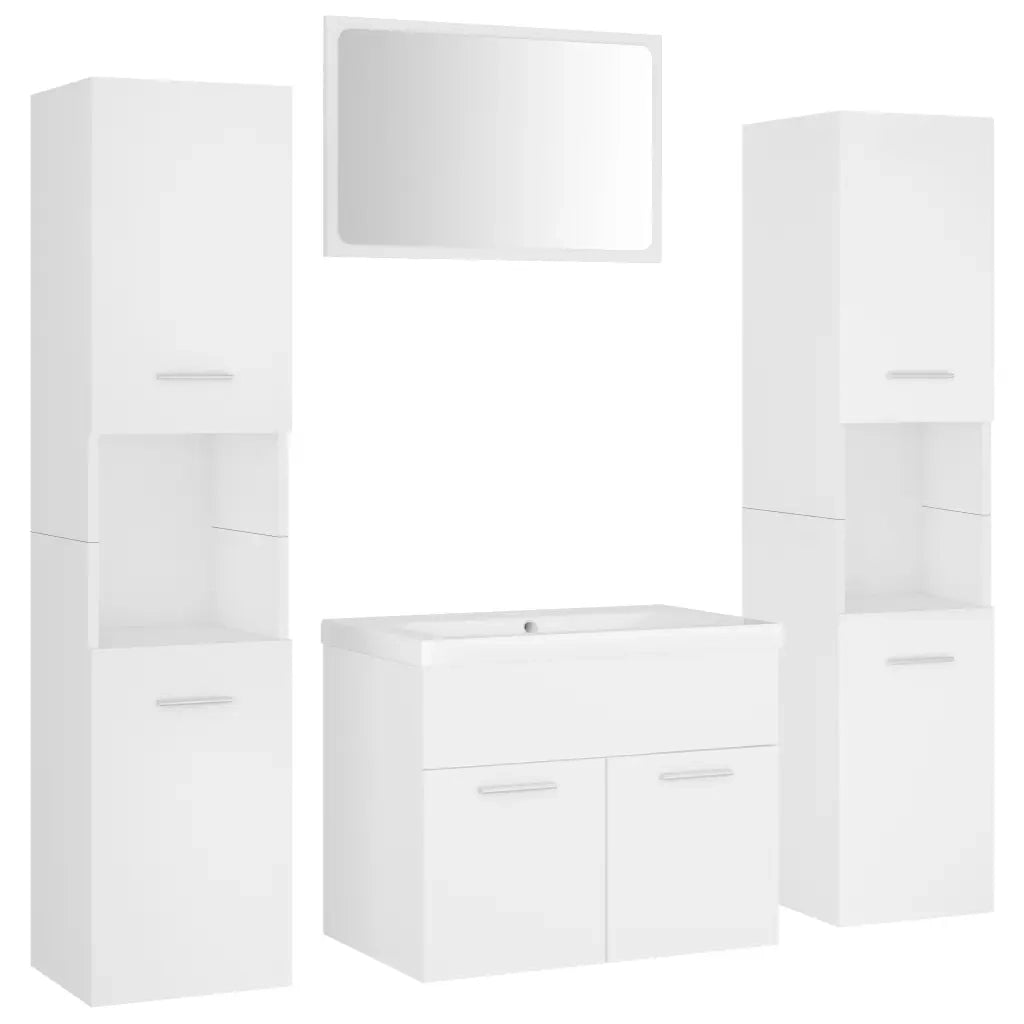 Set Mobili da Bagno Bianco in Legno Multistrato 3071225