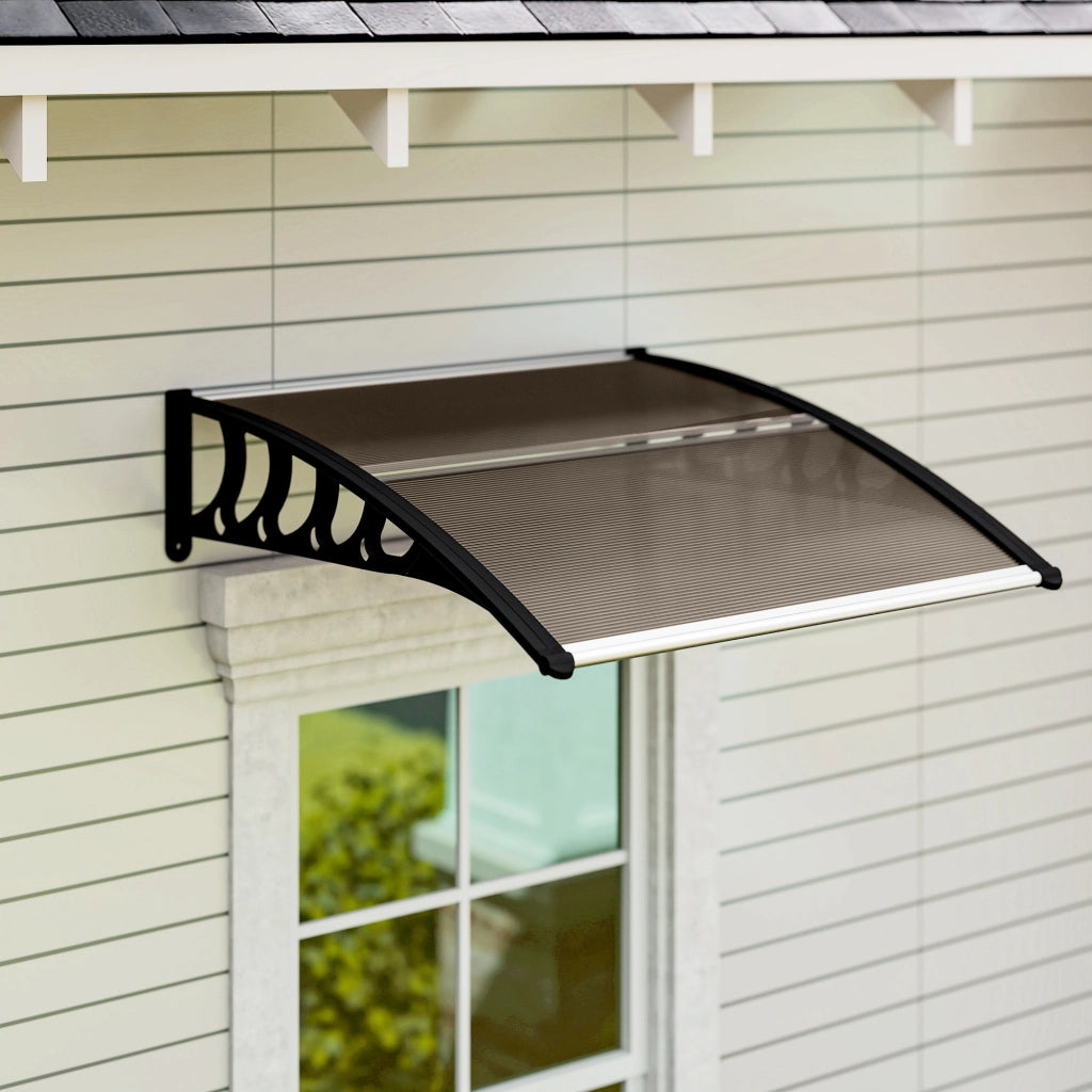 Tettoia Pensilina Policarbonato ¨C Xylo ¨C Marrone 103x96.5x27cm Esterno Porte Finestre