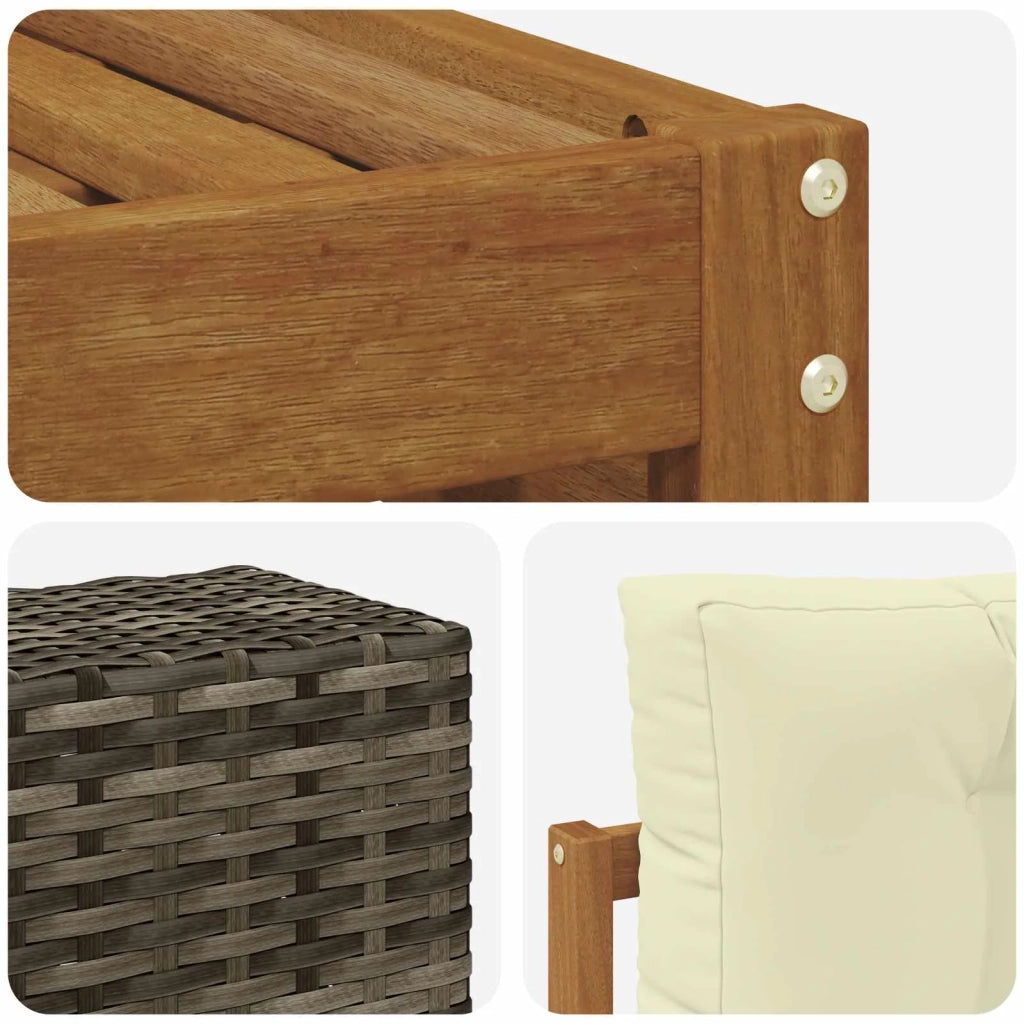 Set di divani da esterno 7 pcs Naturale e Crema 79 x 79 x 37 cm 3383458