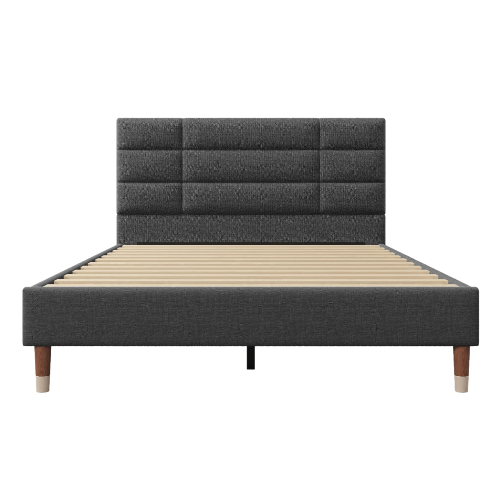 LETTO imbottito 140x200 cm Grigio con rete a doghe