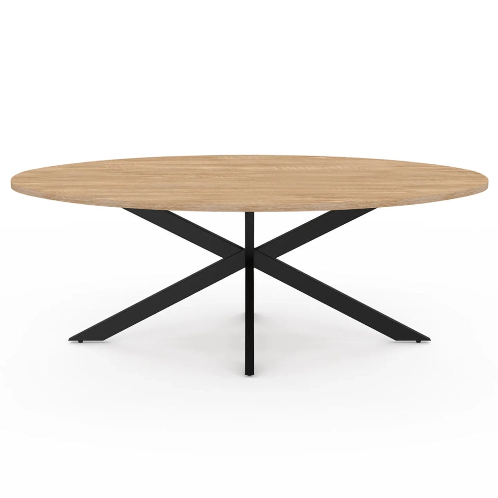 IDMarket - Mesa de centro ovalada ALIX con pata de madera y araña negra