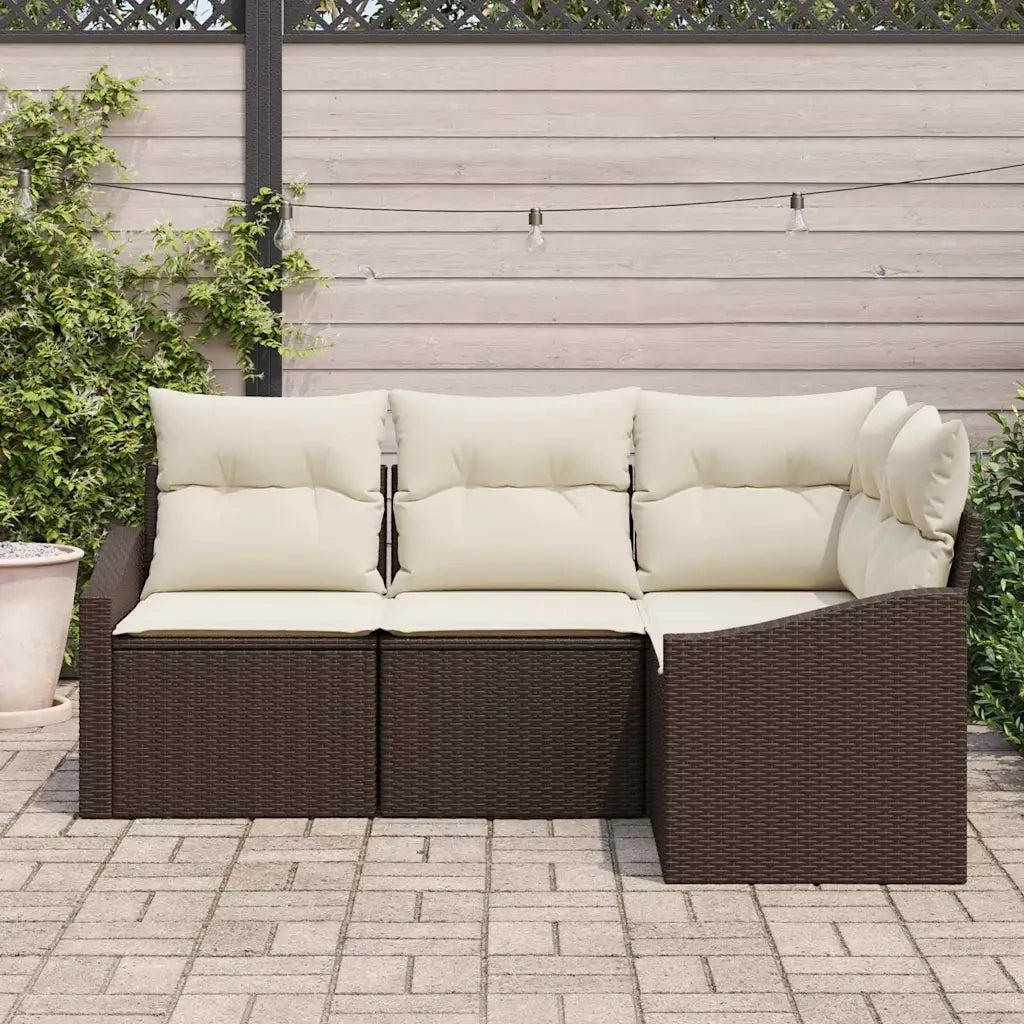 Set di divani con cuscino 4 pcs Marrone polyrattan 3346698