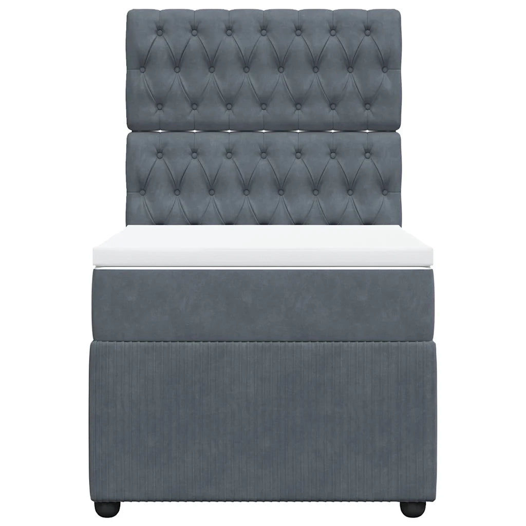 Giroletto a Molle con Materasso Grigio Scuro 80x200 cm Velluto