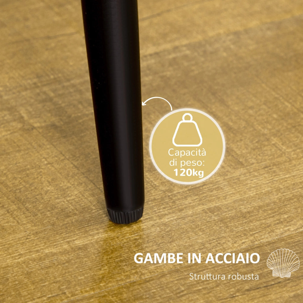 Sedia da Pranzo con Schienale a Conchiglia e Gambe in Metallo ¨C Minimal ¨C Velluto Giallo