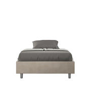 BS COM Letto una piazza e mezza con rete imbottito 110x210 microfibra sabbia