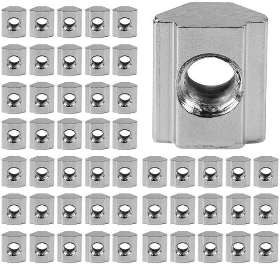 Viti a T per profili di alluminio 50 pezzi - Acciaio di carbonio - EU20-M4/EU20-M5/EU30-M4/EU30-M5 - Testa a martello - Verniciato - Viti a scorrimento