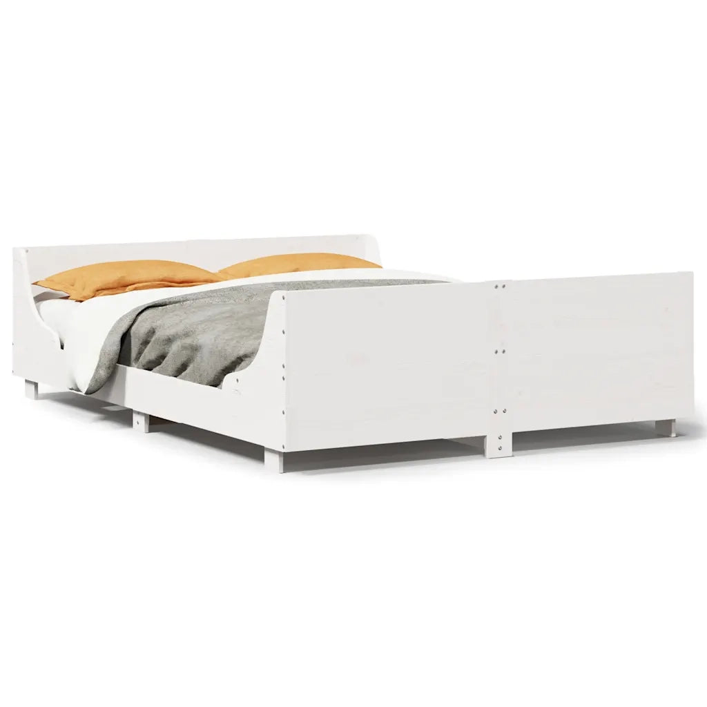 Letto senza Materasso-Struttura Letto Bianco 140x200 cm Legno Massello di Pino 641117