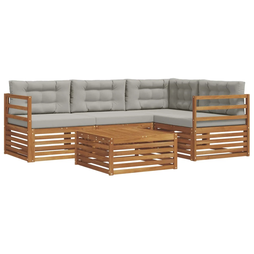 Set di divani da esterno 5 pcs Grigio Naturale e Chiaro 3373401