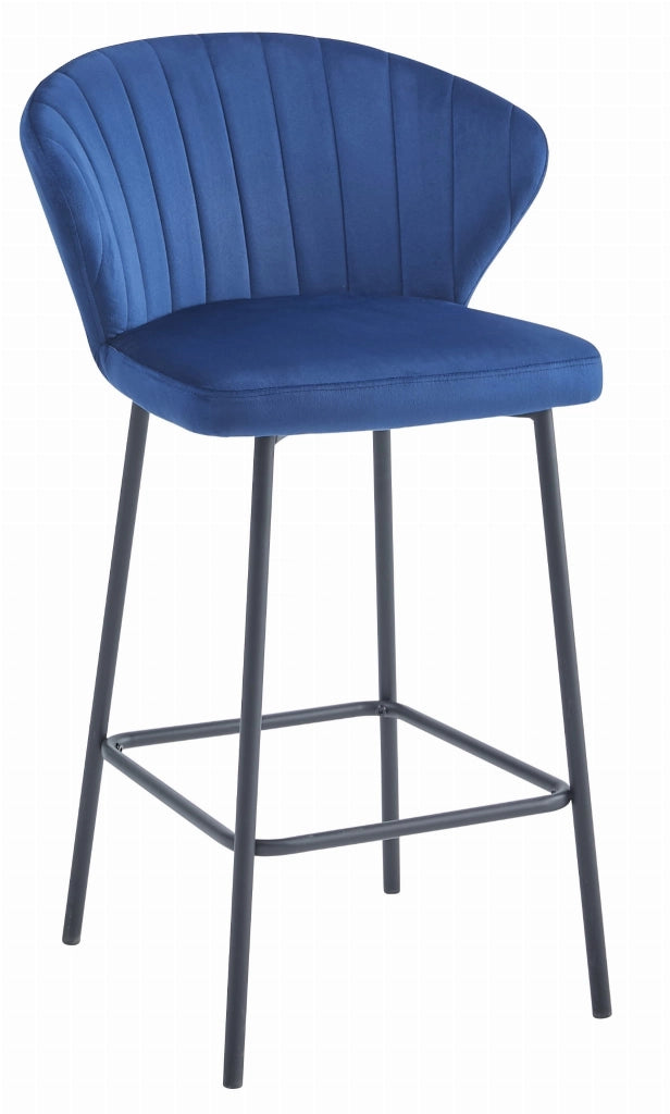 Sgabello da bar Valora GATTA in velluto blu navy con gambe nere x2