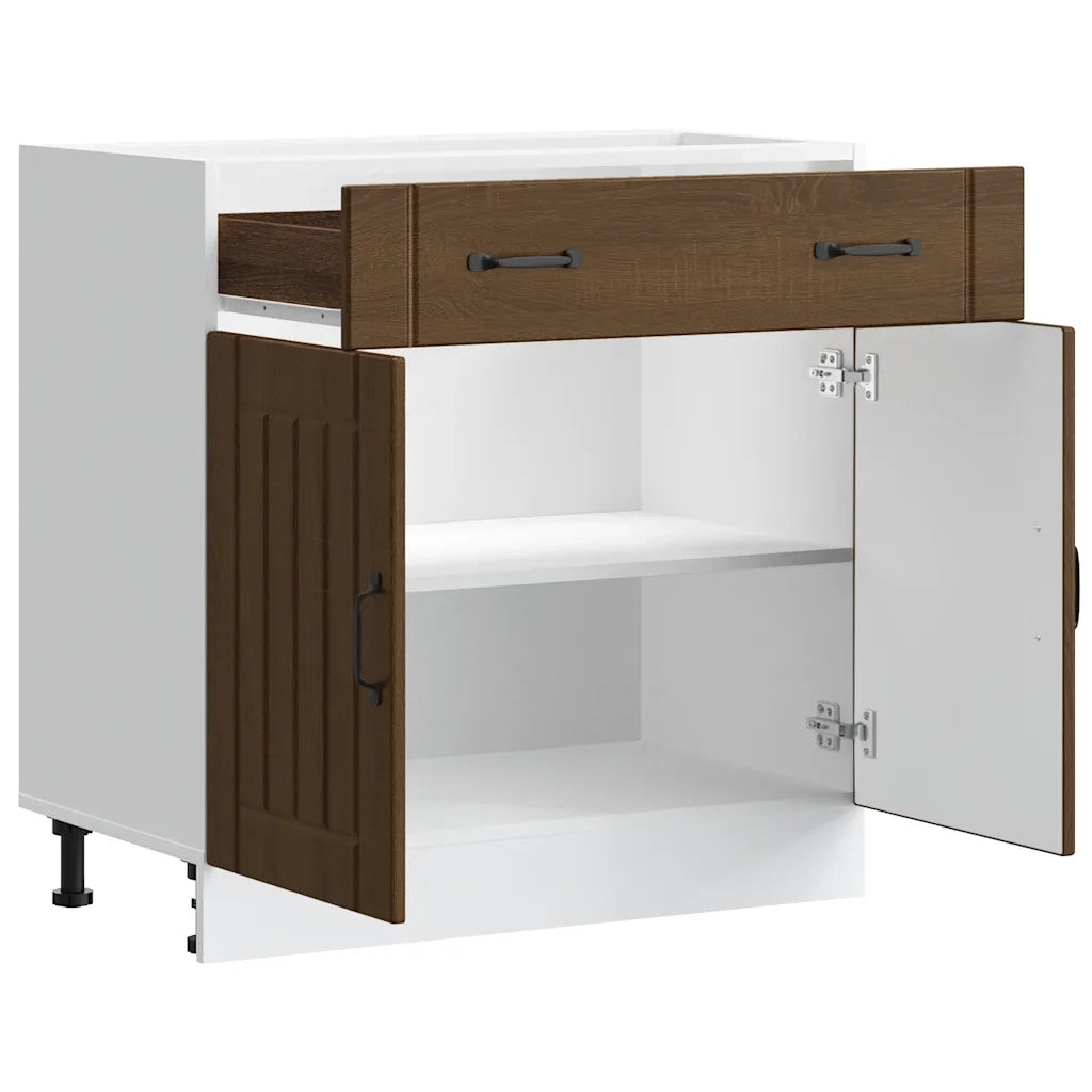 Base da Cucina Lucca Rovere Marrone in Legno Multistrato 853744