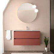 Mobile bagno sospeso 90 cm rosso satinato con lavabo ad incasso Gaya