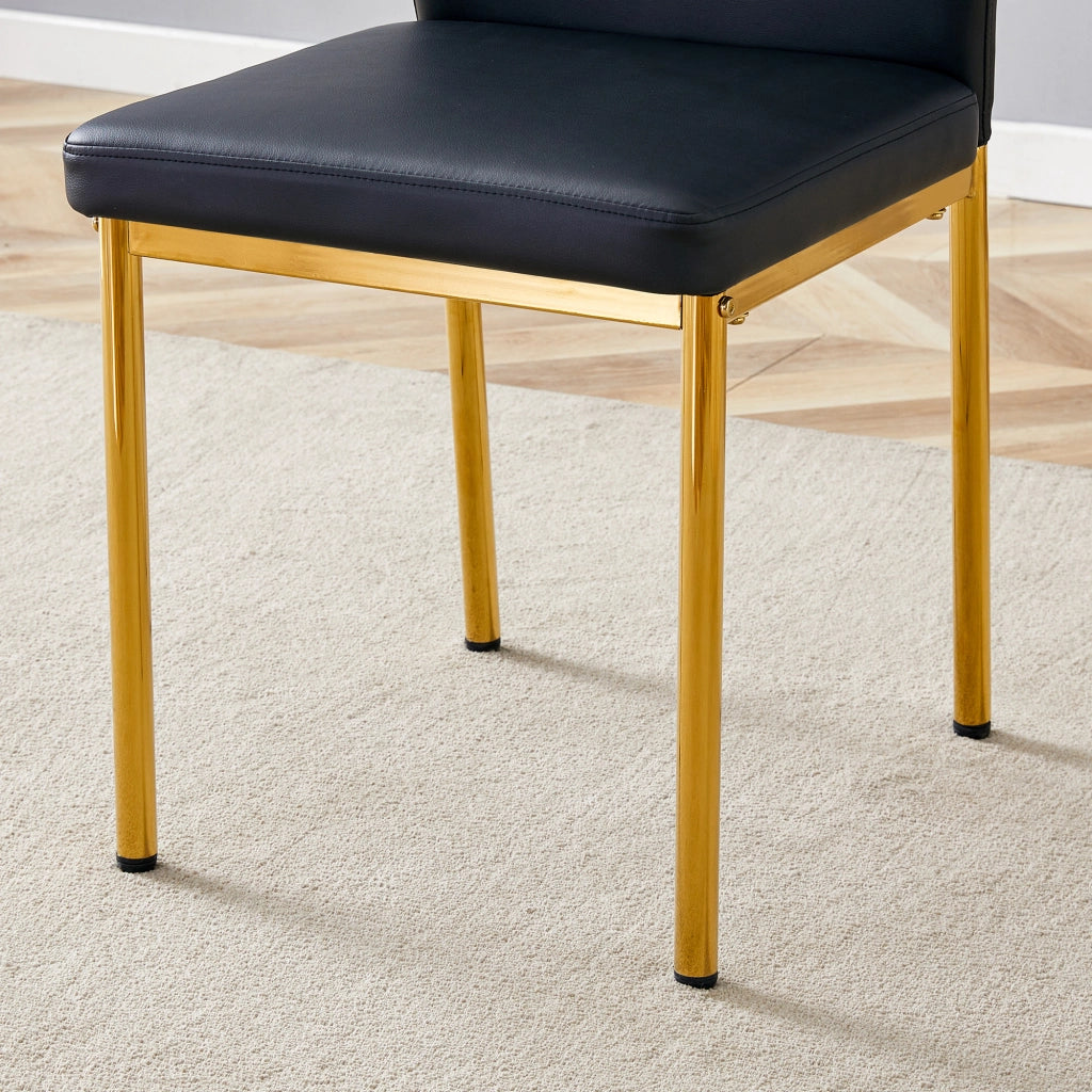 Set 4 Sedie da Pranzo ¨C MINIMAL ¨C PU Nero, Gambe Oro in Metallo