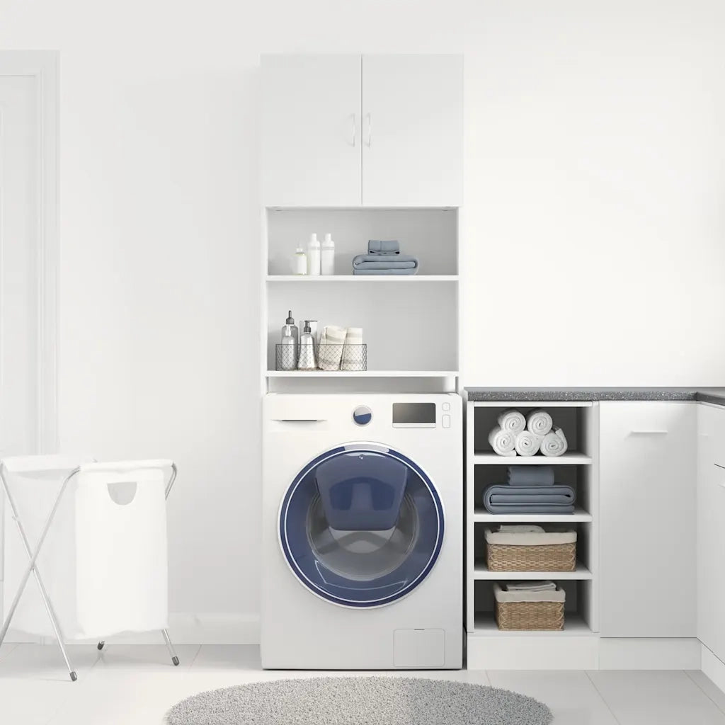 Mobile Lavatrice Bianco 64x24x190 cm in Legno Multistrato 859127