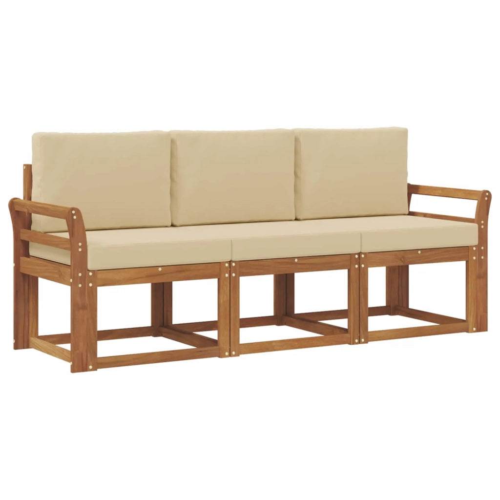 Set di divani da esterno con cuscino 3 pcs Naturale e Beige 3365941