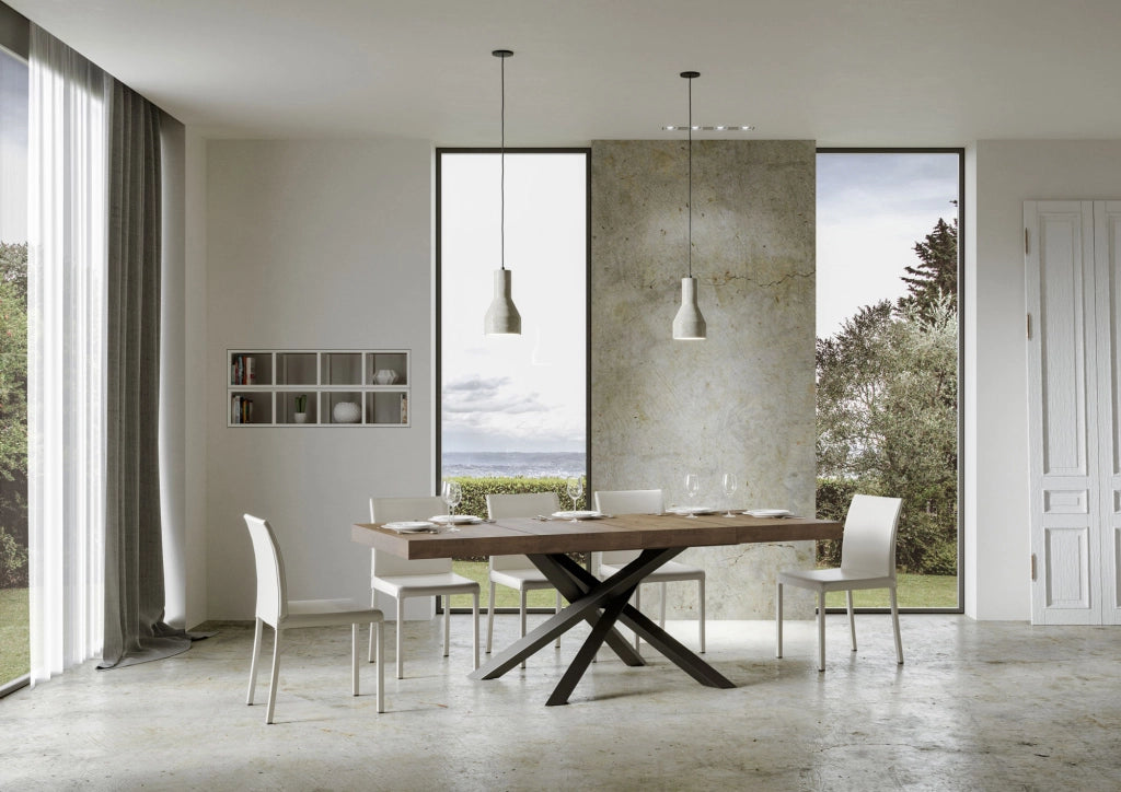 Tavolo Allungabile 120/380x90 cm Volantis Premium Noce Gambe Antracite