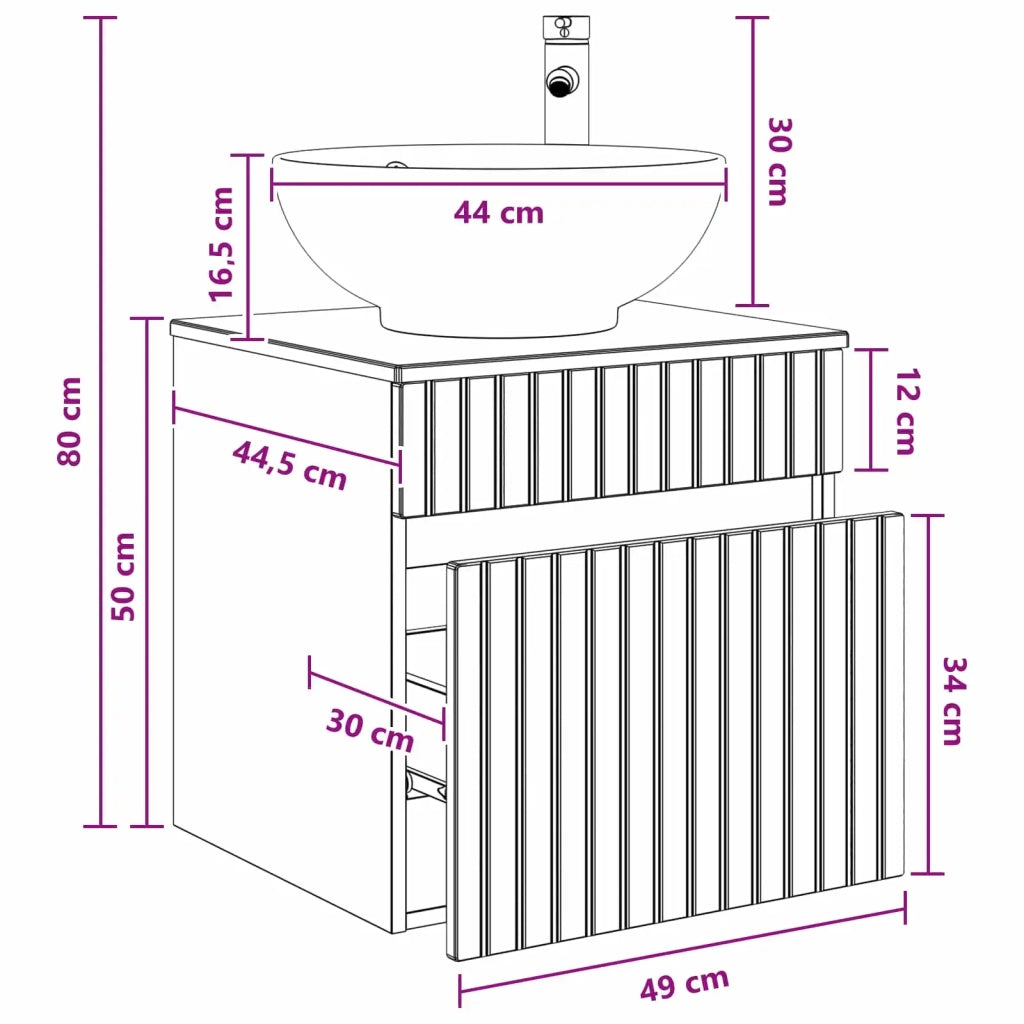 Mobile lavabo da parete Bianco 49 x 44,5 x 66,5 cm 890602