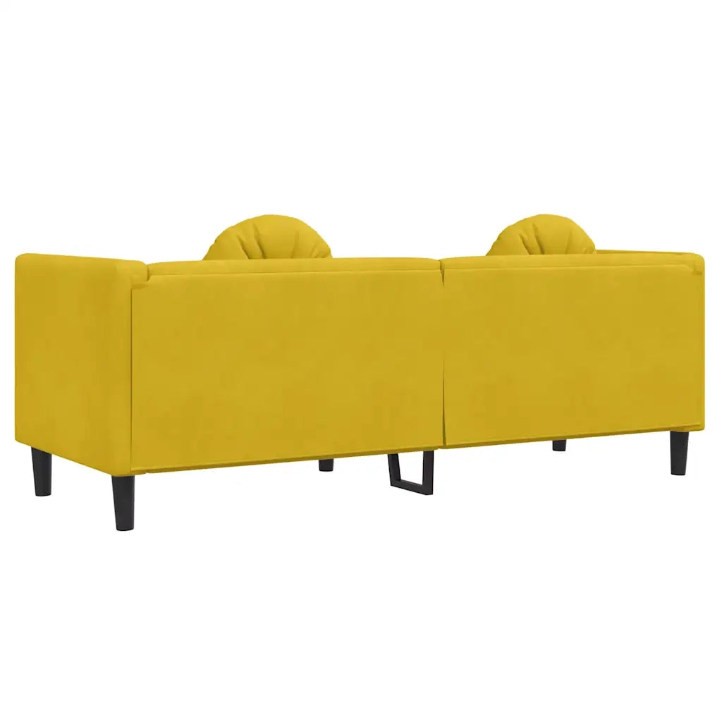 Divano a 3 Posti con Cuscini-Sofa 3 Posti con Cuscini Giallo in Velluto