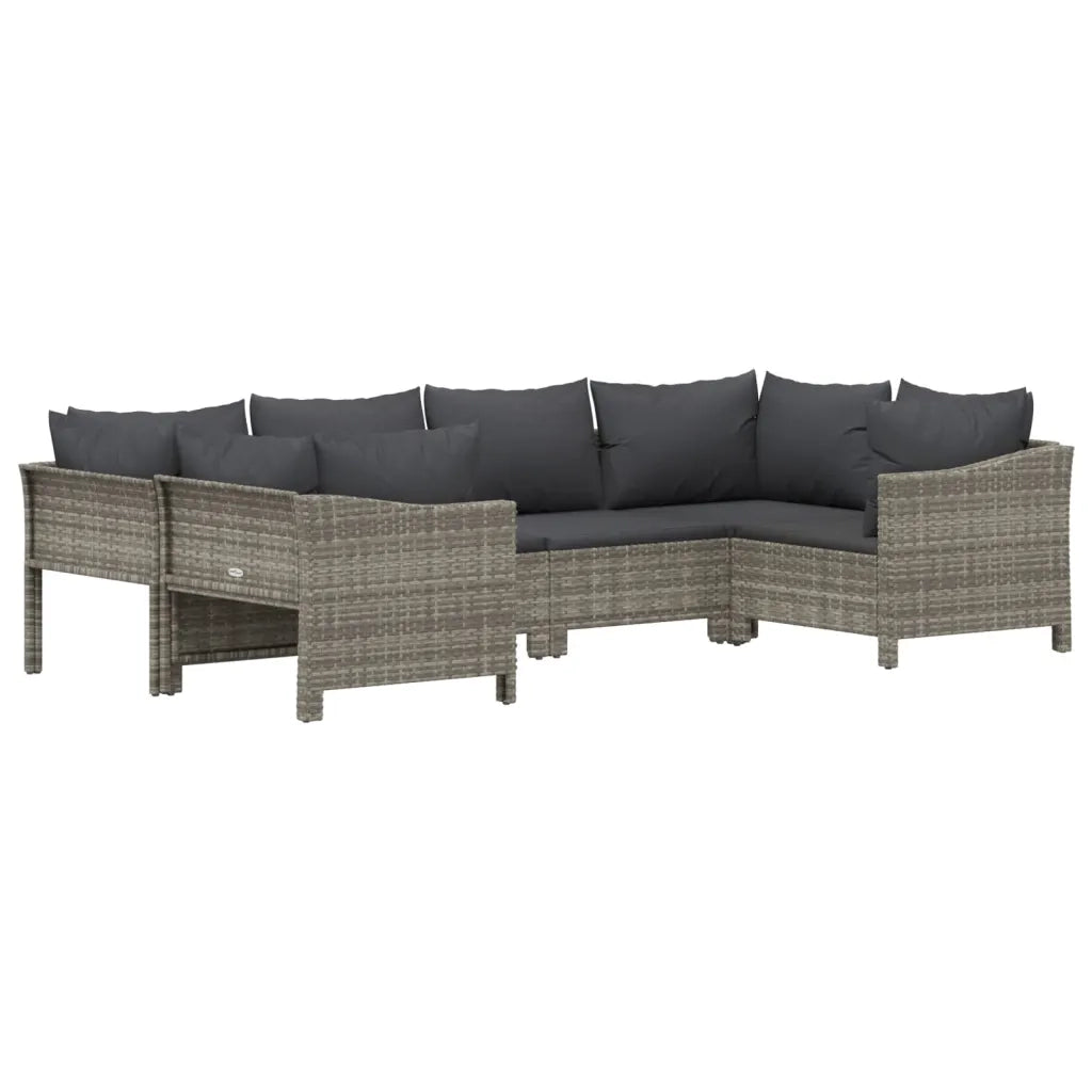 Set Divani da Giardino 6 pz con Cuscini in Polyrattan Grigio 3187300