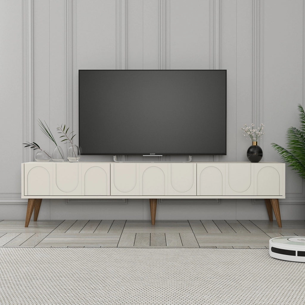 Mobile TV in legno "Lyon" - 180 x 35 x 44 cm - Crema/Noce