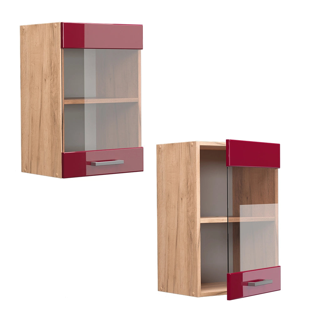 Vicco Mobile da cucina in vetro Rosso lucido 40 cm