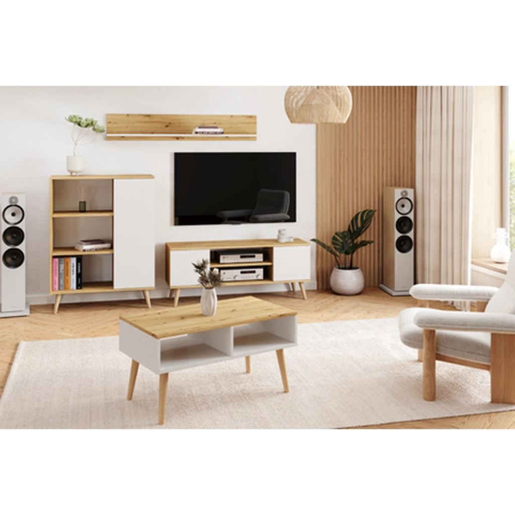 Mobile porta TV Focus 155 cm in rovere artisan e bianco