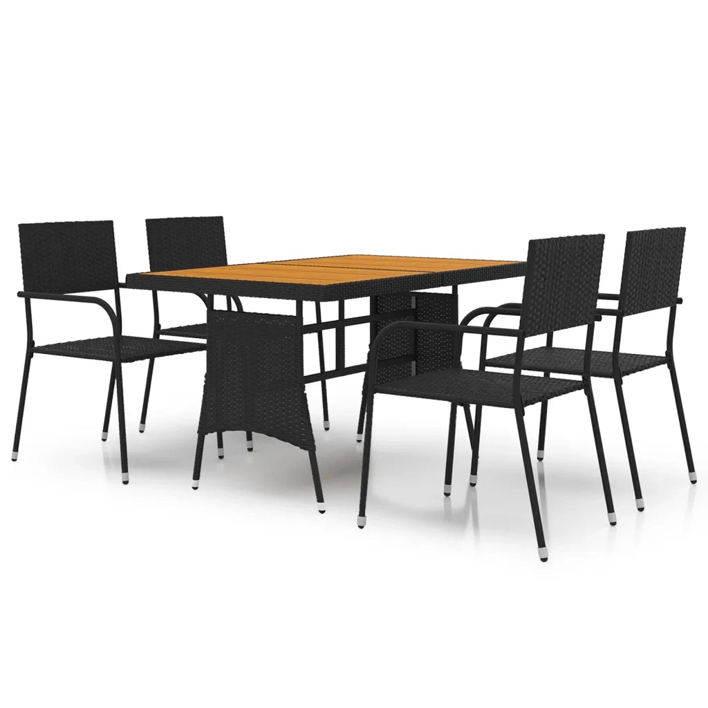 Set da Pranzo per Esterni 5 pz in Polyrattan Nero 3120096