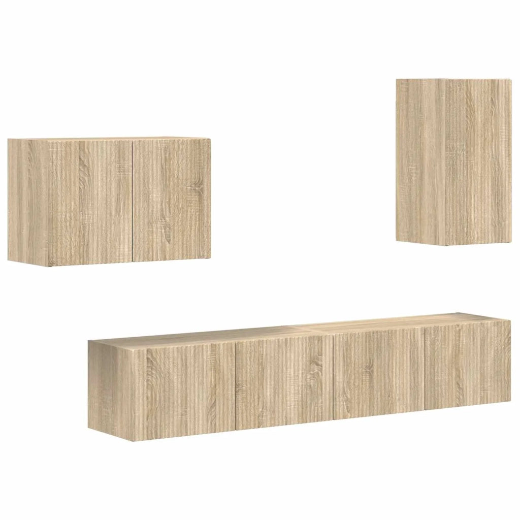 Set di Mobiletto da TV a Parete 4 pz | Armadietto TV | Mobile Porta TV Rovere Sonoma