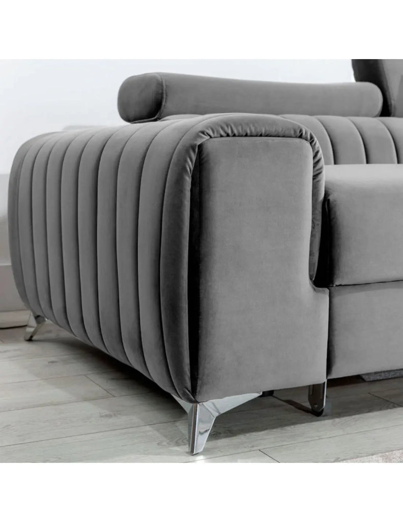 Divano ad angolo destro Grigio convertibile 3 posti JAYSON con contenitore
