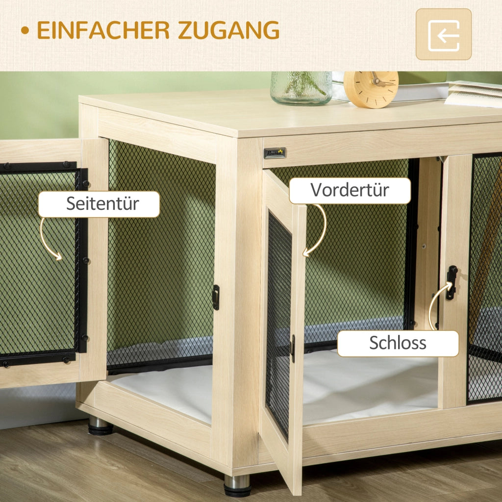 Gabbia per cani ¨C Minimal ¨C 94x60x71.5 cm, colore naturale e nero