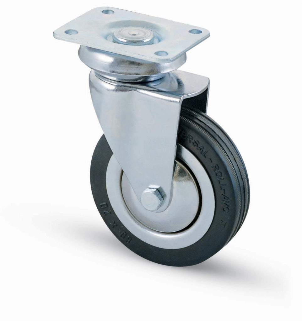 RUOTA CARRELLO D  80 MM GOMMA 155 PIASTRA- AVO- 1,0 pz