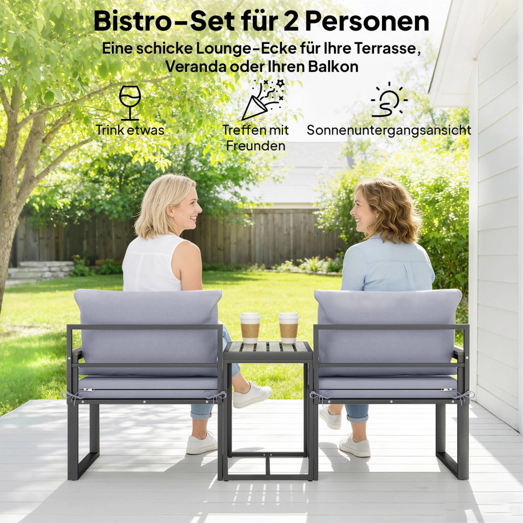 Set balcone 2 poltrone con tavolo ¨C Minimal ¨C cuscini grigio