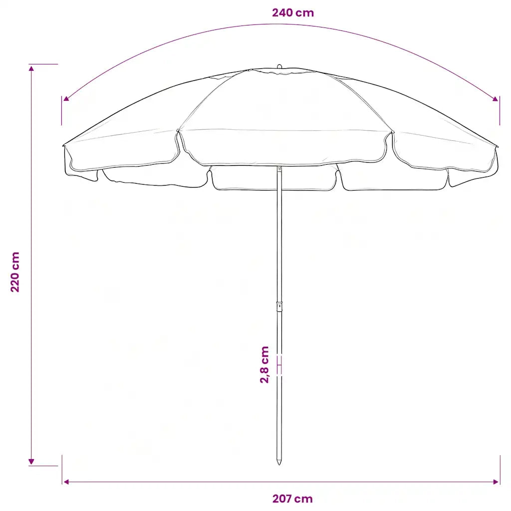 Ombrello | Parasolne da Spiaggia Blu 240 cm