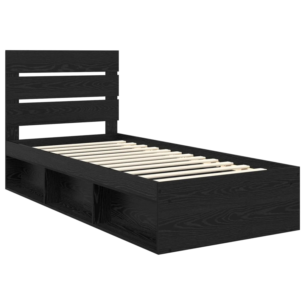 Letto singolo | Letto per adulti | Struttura del letto Nero 100 x 200 cm Pino massello