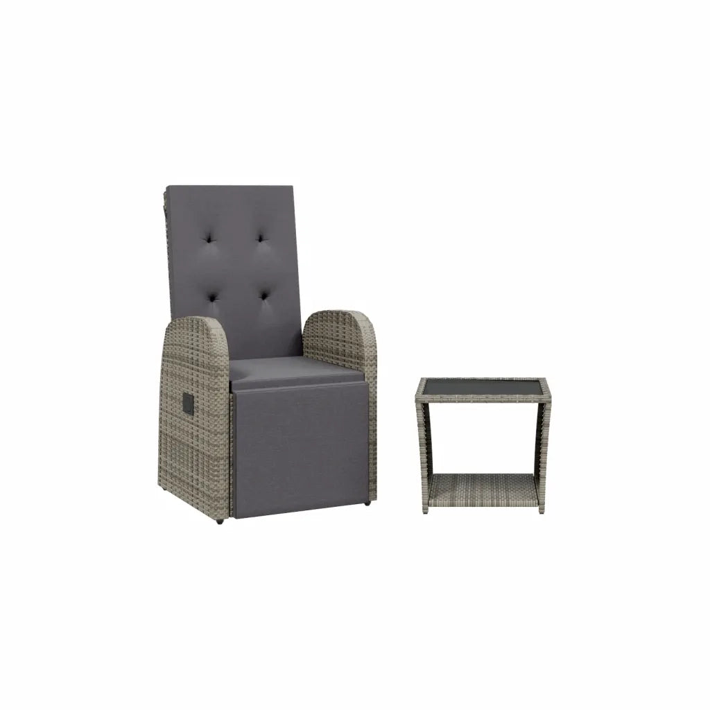 Set da Pranzo da Giardino 2 pz con Cuscini in Polyrattan Grigio 3277609