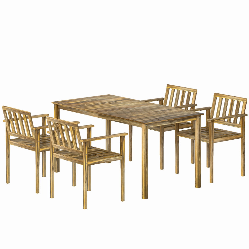 Set da Pranzo da Giardino 5 Pezzi, Tavolo e Sedie per 4 Persone, Teak