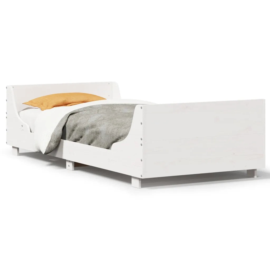 Letto senza Materasso-Struttura Letto Bianco 75x190 in Legno Massello di Pino 668497
