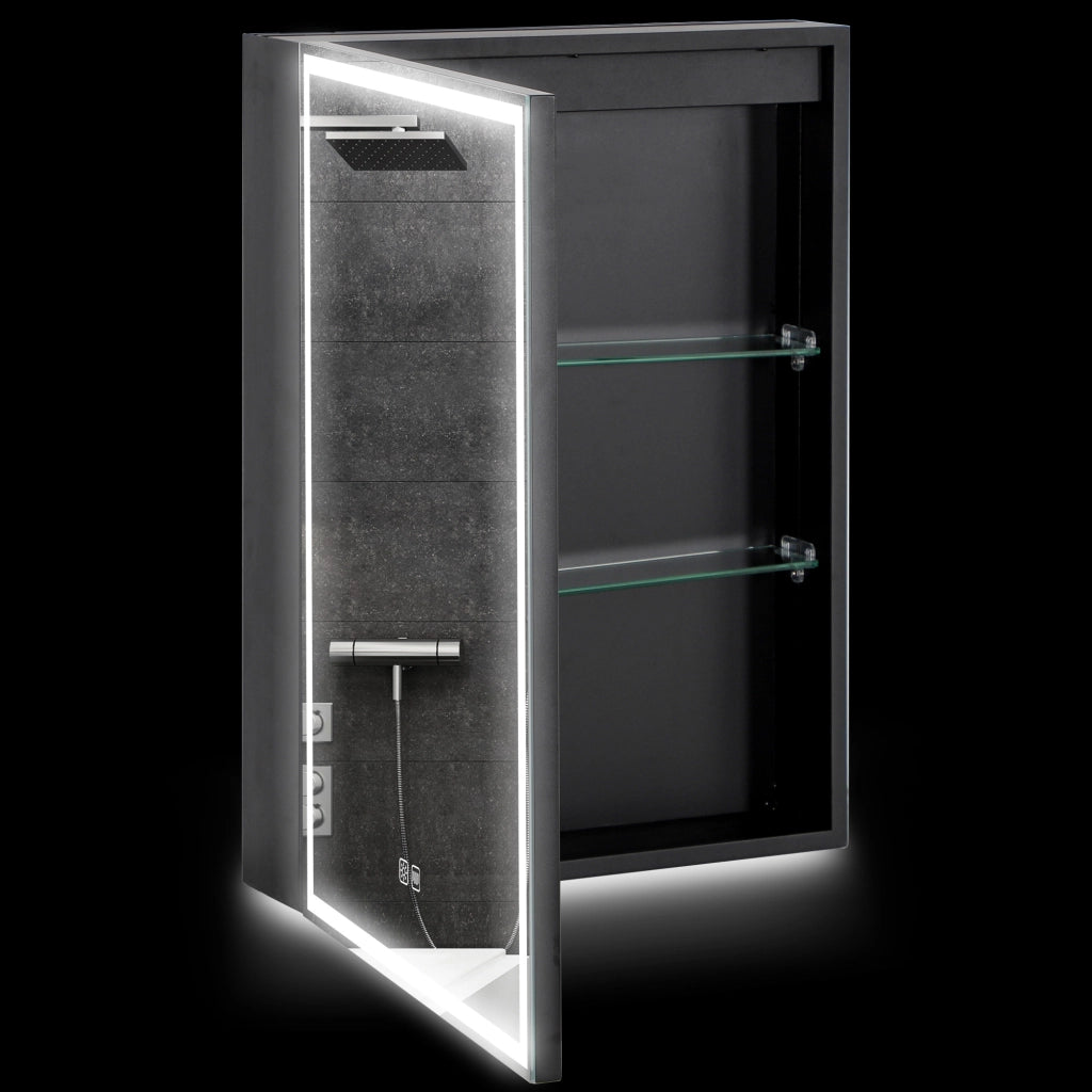 Armadietto Bagno con Specchio e Luci LED ¨C Minimal ¨C Nero