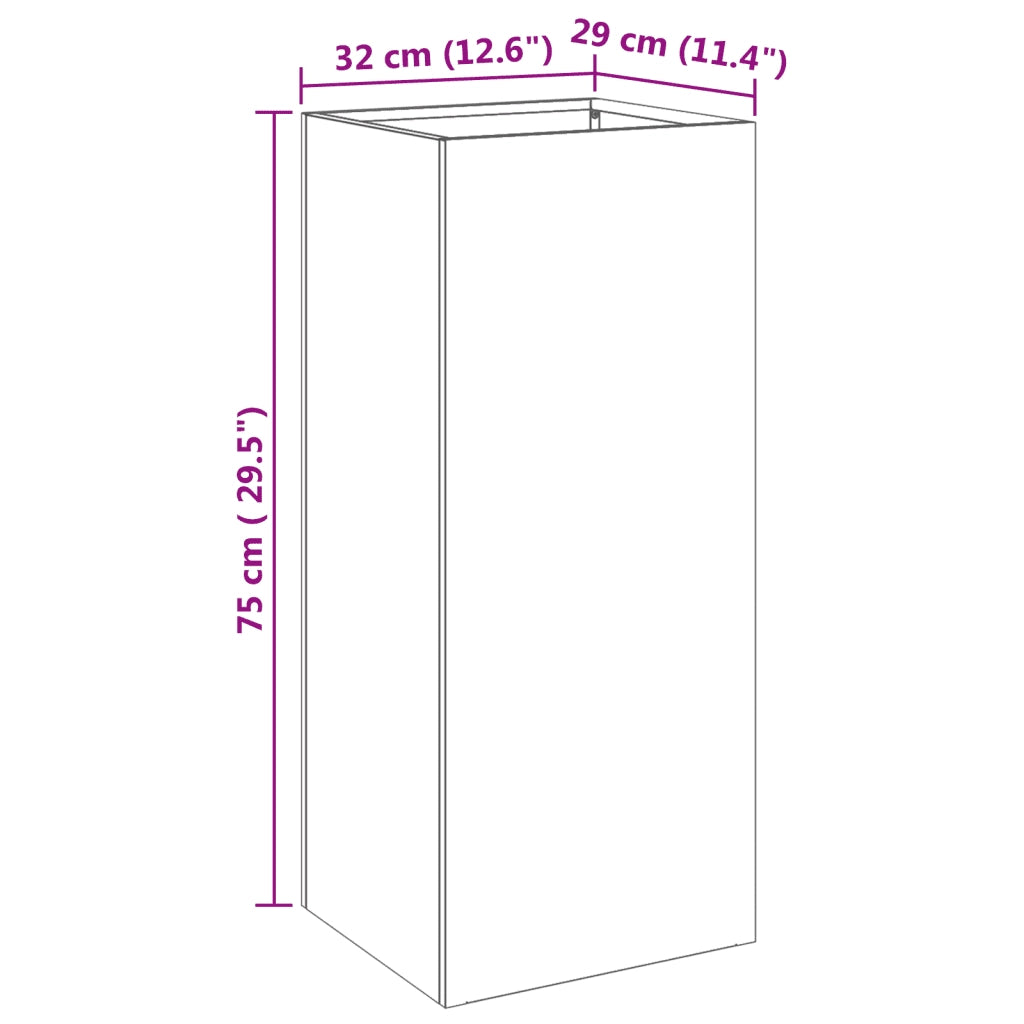 Fioriera | Cassetta per fiori | Vaso Argento 32x29x75 cm in Acciaio Inox