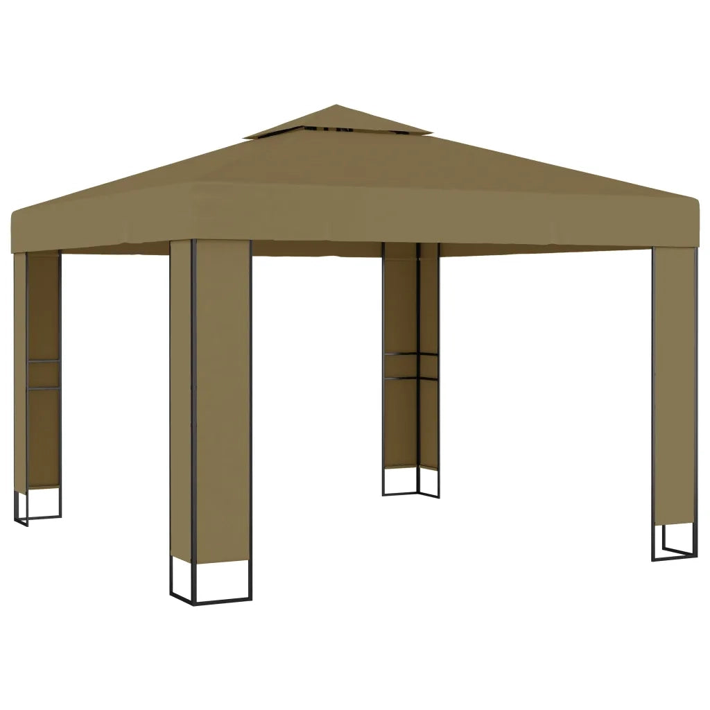 Gazebo | Pergolato con Tetto Doppio 3x3x2,7 m Grigio Talpa 180 g/m2