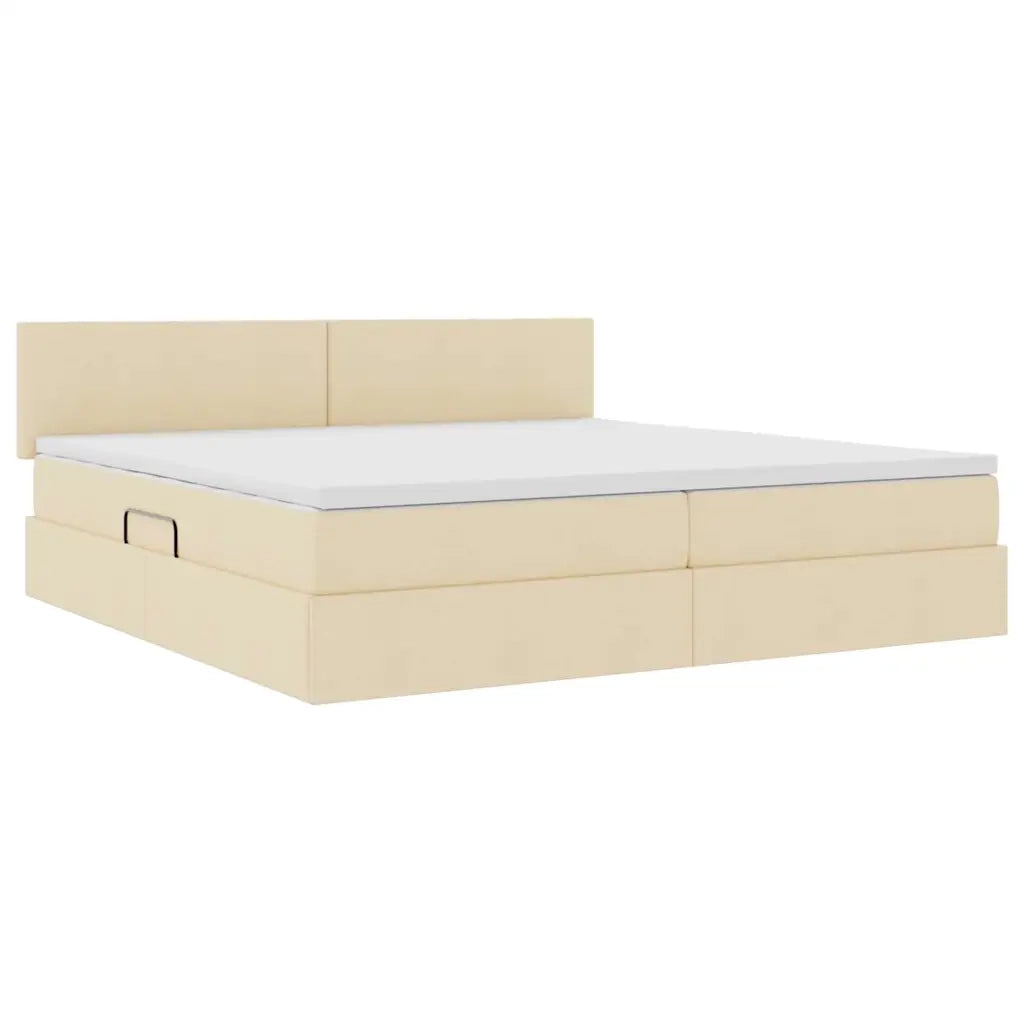 Letto con contenitore e materasso Crema 200 x 200 cm 3370471