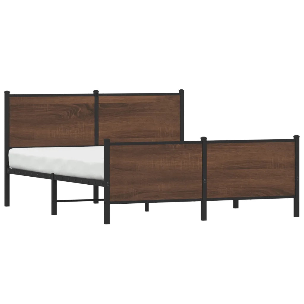 Letto matrimoniale | Letto per adulti | Giroletto senza Materasso in Metallo Rovere Marrone 140x200 cm