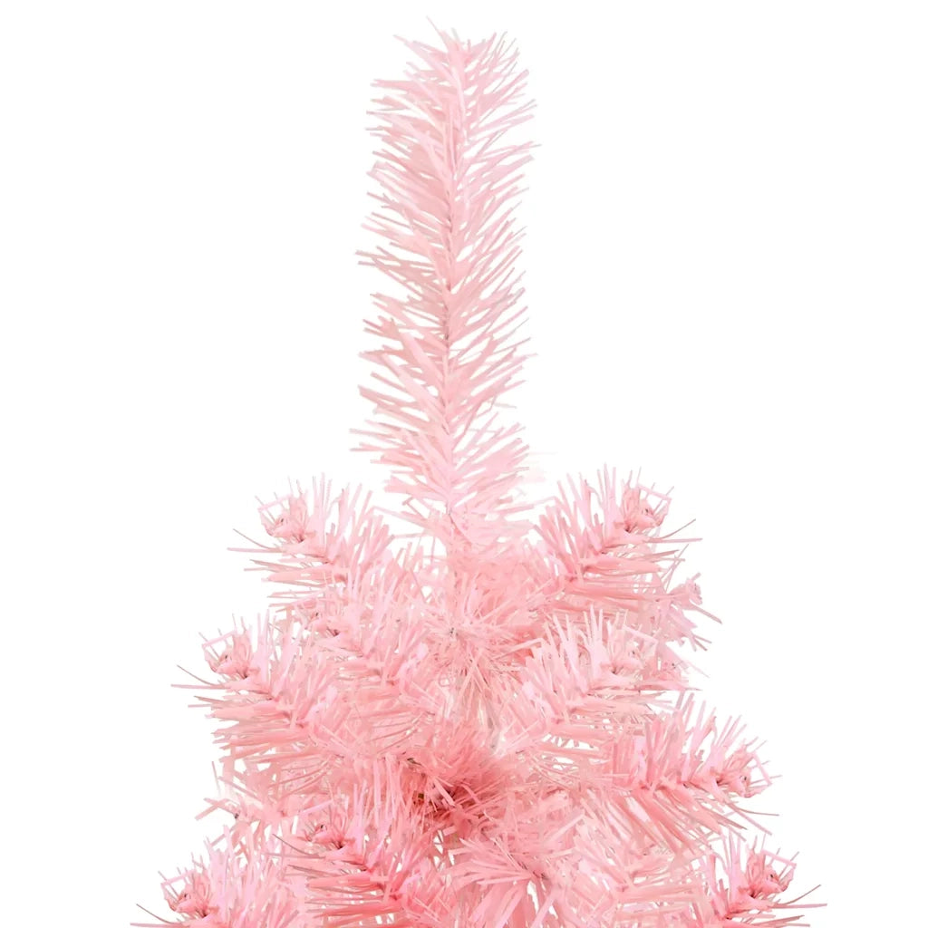 Albero Natale | Decorazioni natalizie Artificiale Sottile a Met¨¤ e Supporto Rosa 120 cm