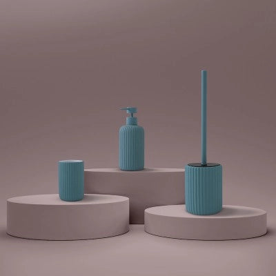 Set accessori bagno 2 pezzi in ceramica blu soft touch Spring